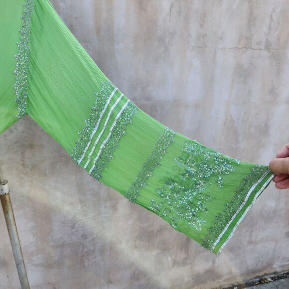 Glam souls green silk boho blouse - Picture 4 of 9